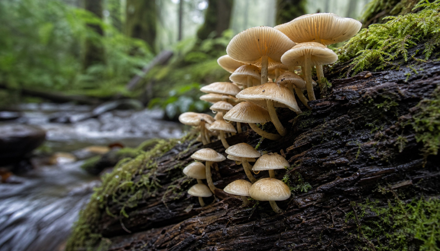 Observations sur la cohabitation du bois et des champignons en milieu humide